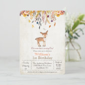 Baby Deer Fall 1st Birthday Invitation (Standing Front)