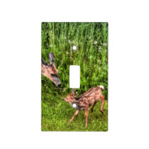 Baby Deer Fawn and Mother Doe Wildlife Design Light Switch Cover