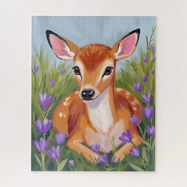 Baby Deer Fawn Animal Painting Jigsaw Puzzle (Vertical)