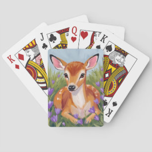 Baby Deer Fawn Animal Painting Poker Cards