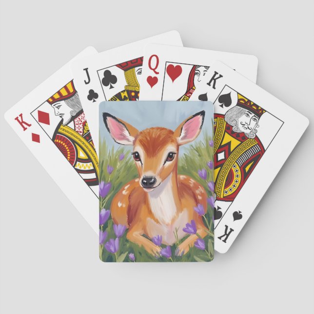 Baby Deer | Fawn Animal Painting Poker Cards (Back)
