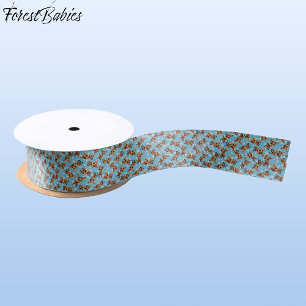 Baby Deer, Fawn, Doe, Reindeer🦌🎄 Blue, Snowflake Satin Ribbon