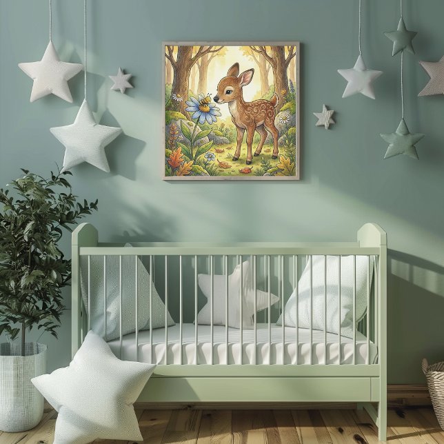 Baby Deer Fawn Forest Animals Nursery Poster (Creator Uploaded)