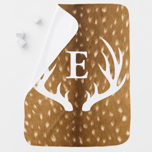 Baby Deer Fawn Fur White Antlers Babys Initial Baby Blanket