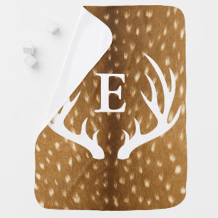 Baby Deer Fawn Fur White Antlers Baby's Initial Blanket