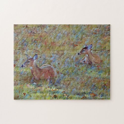 Baby Deer Fawn Resting Meadow Art Puzzle