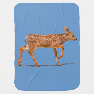 Baby Deer Fawn Walking - Photo Receiving Blanket