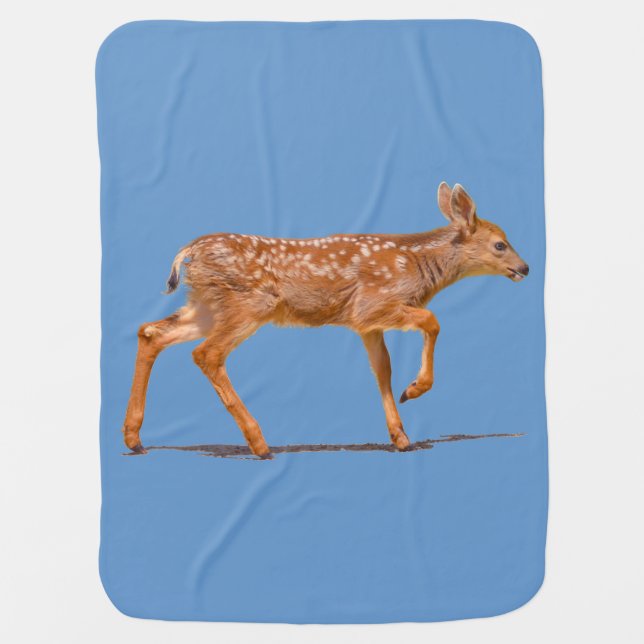 Baby Deer Fawn Walking - Photo Receiving Blanket (Front)