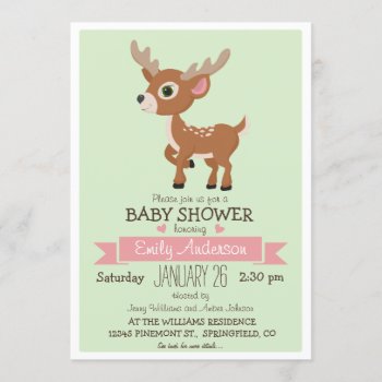 Baby Deer  Fawn  Woodland Baby Shower Or Sprinkle Invitation by Card_Stop at Zazzle