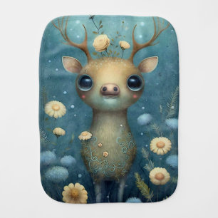 Baby Deer Floral Forest Animal Baby Burp Cloth