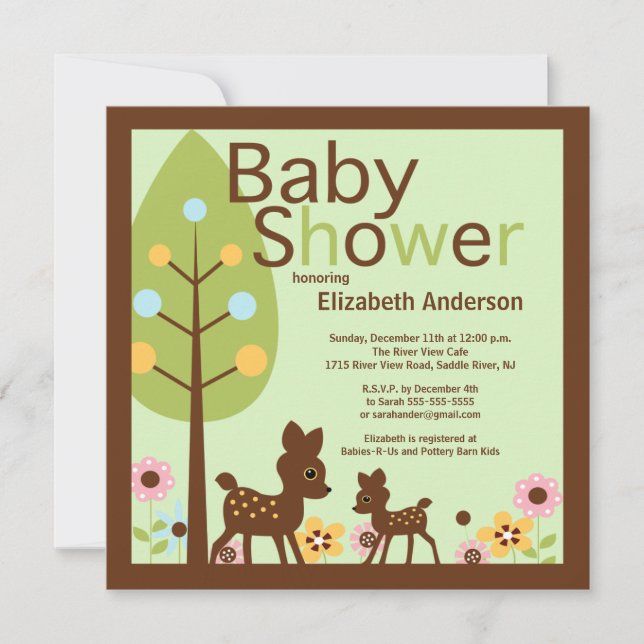 Baby Deer Gender Neutral Baby Shower Invitation (Front)
