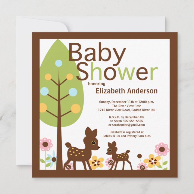 Baby Deer Gender Neutral Baby Shower Invitation (Front)