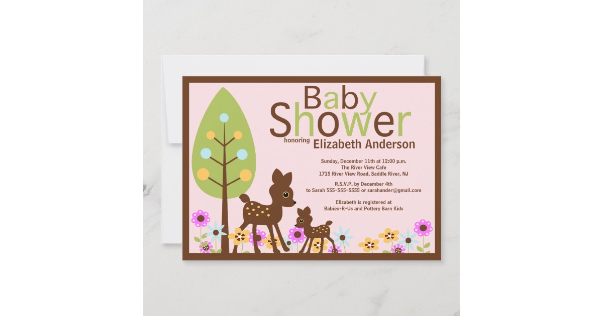 Baby Deer Girl Baby Shower Invitation | Zazzle