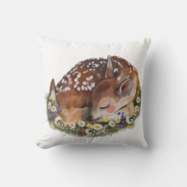 Baby Deer Girls  Throw Pillow (Front)