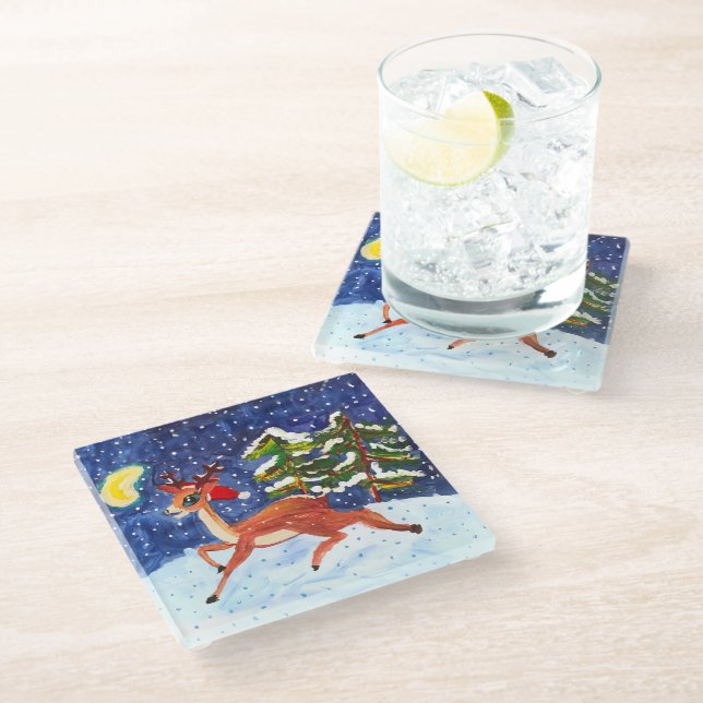 Baby Deer Glass Coaster (Angled)