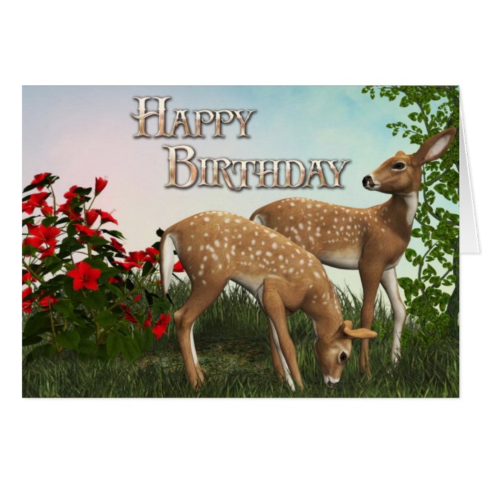 Baby Deer Happy Birthday Card