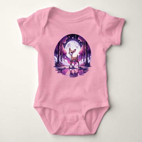 Baby Deer in the Moonlight Baby Bodysuit