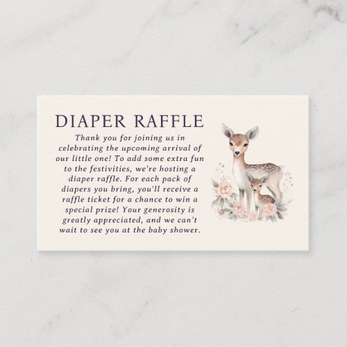 Baby Deer Mother Woodland Animals Diaper Raffle Enclosure Card