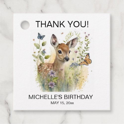 Baby Deer Nature Wildlife Birthday Thank You  Favor Tags