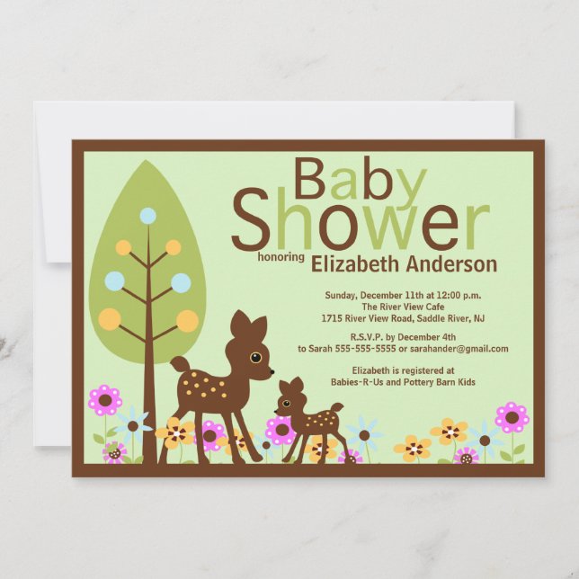 Baby Deer Neutral Baby Shower Invitation (Front)