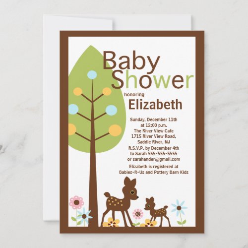 Baby Deer Neutral Baby Shower Invitation