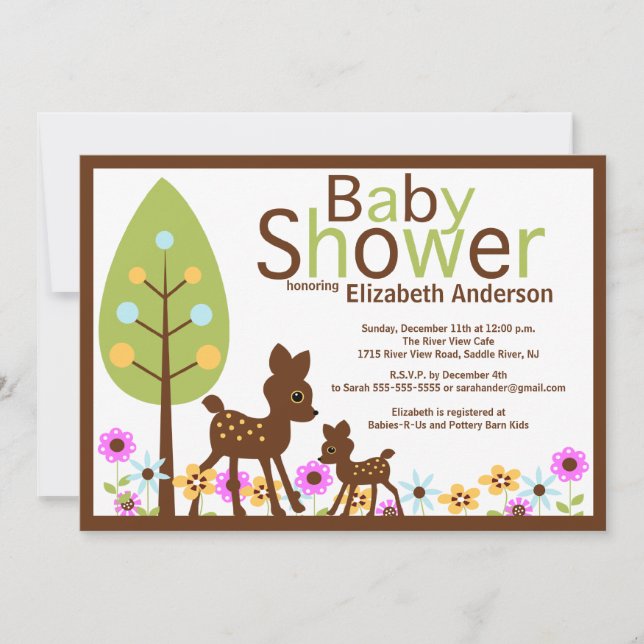Baby Deer Neutral Baby Shower Invitation (Front)
