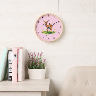 Baby deer nursery clock