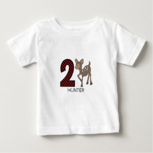 Baby Deer Plaid Second Birthday Shirt