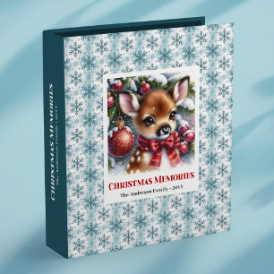 Baby deer snowy forest watercolor editable album 3 ring binder
