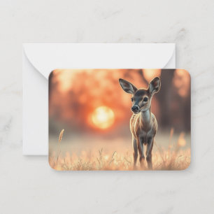Baby Deer Sunrise Pocket Hug Note Card