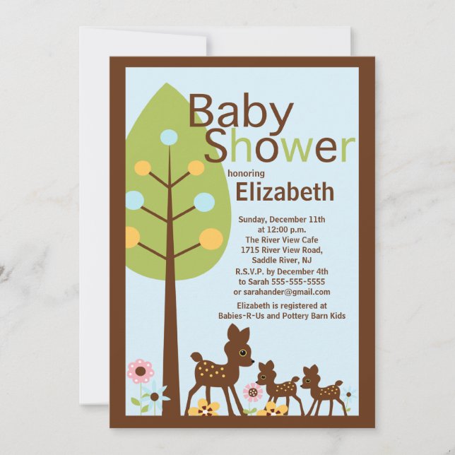 Baby Deer Twins Multiple Baby Shower Invitation (Front)