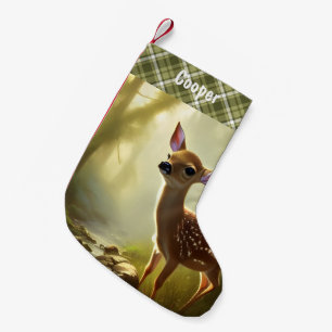 Baby Deer Wildlife Portrait Personalized Small Christmas Stocking