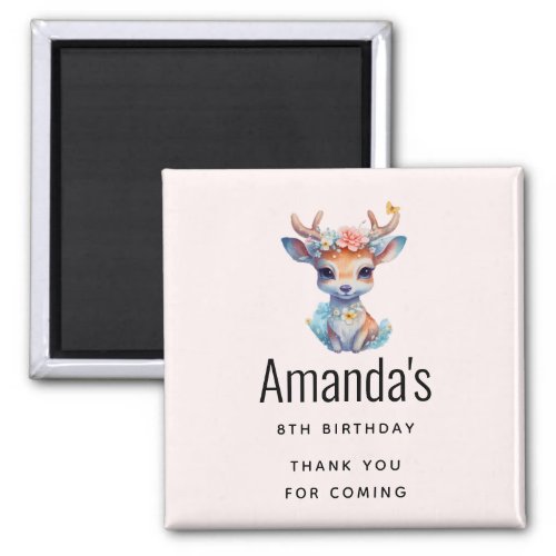 Baby Deer with Floral Antlers Birthday Thank You Magnet