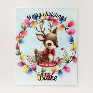 Baby Deer within a wreath of lights Jigsaw Puzzle