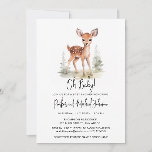 Baby Deer Woodland Animal Baby Shower Invitation