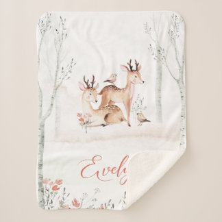 Baby Deer Woodland Blanket | 30x40 Sherpa
