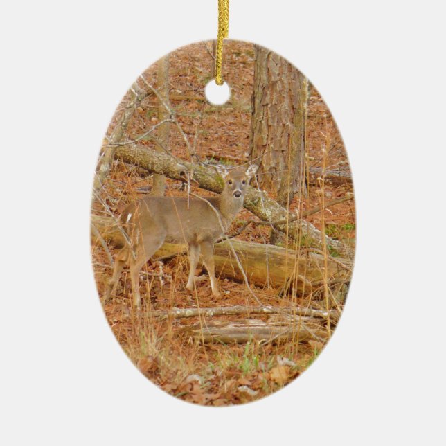 Baby Deer's First  winter Ceramic Ornament (Front)