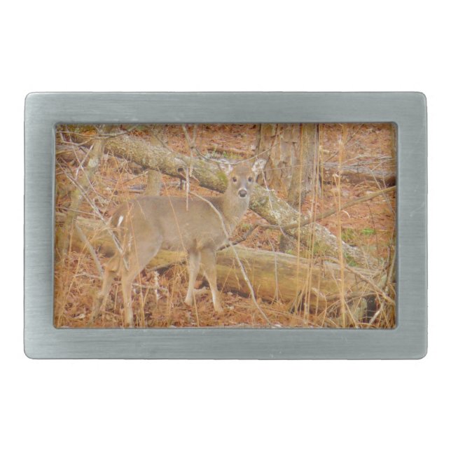 Baby Deer's First  winter Rectangular Belt Buckle (Front)