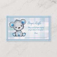 Baby Diaper Raffle Cute Bear Boy Plaid Shower Game Enclosure Card