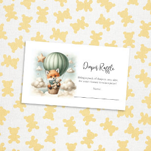Baby Diaper Raffle Fox Adventure Hot Air Balloon Enclosure Card