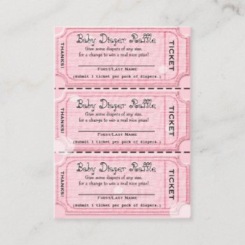 Baby Diaper Raffle Tickets Pink Enclosure Card by GlitterInvitations at Zazzle