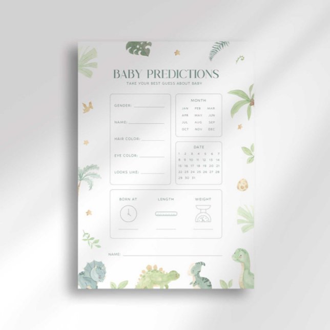 Baby Dino Baby Shower Baby Prediction Game Invitation (Creator Uploaded)