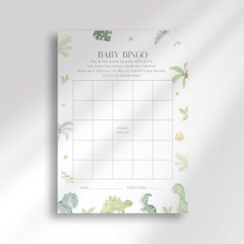 Baby Dino Baby Shower Bingo Game Invitation