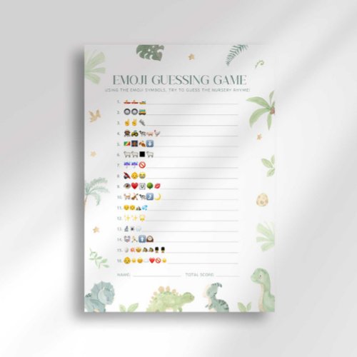 Baby Dino Baby Shower Emoji Guessing Game Invitation