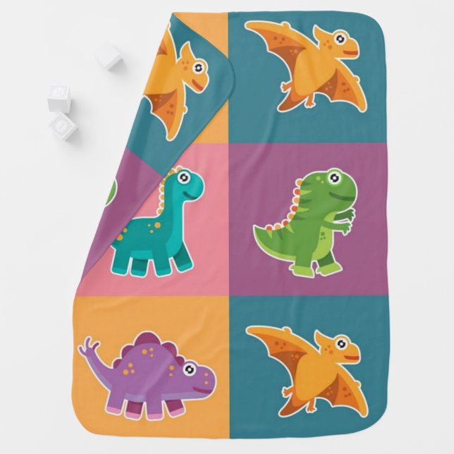 Baby Dino Friends Pattern Swaddle Blanket (In Situ)