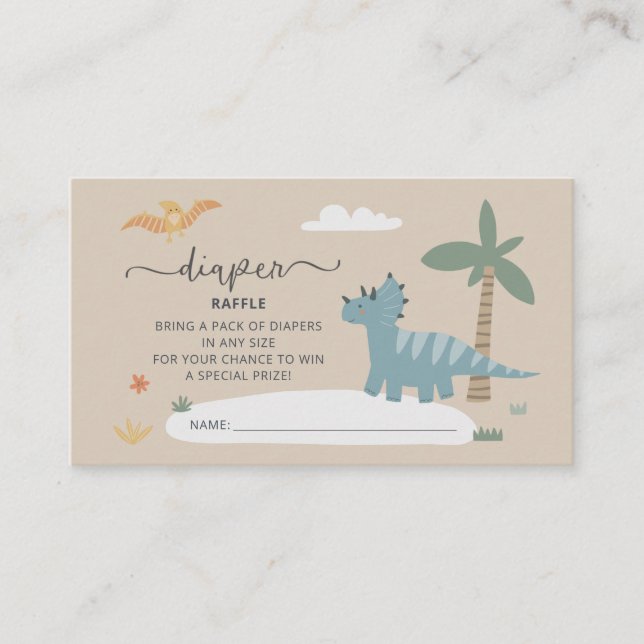Baby Dino Hatching Soon Diaper Raffle Card (Front)