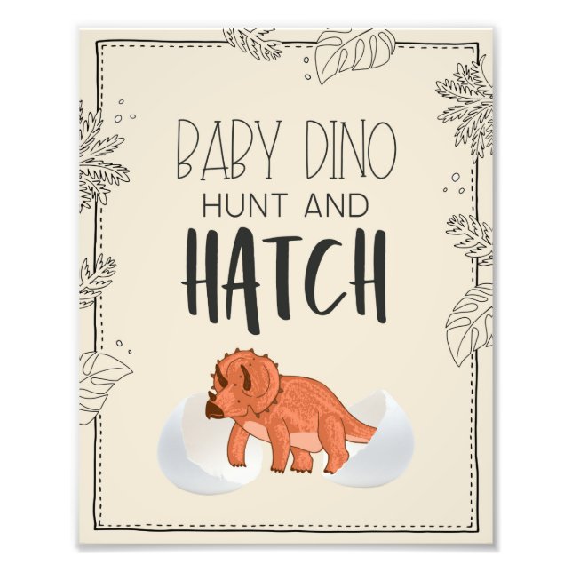 Baby Dino Hunt and Hatch Dinosaur Birthday Sign (Front)