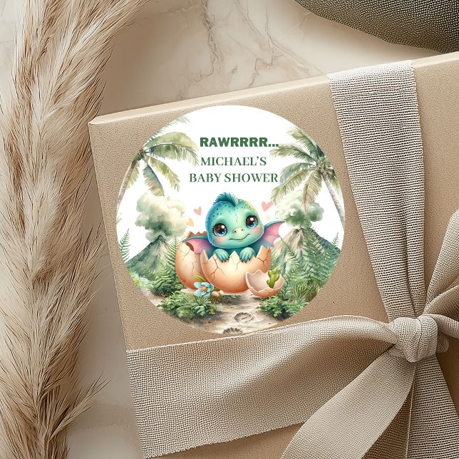 Baby Dino Shower Stickers Cute Hatching Soon (Baby Dino Shower Stickers Cute Hatching Soon)