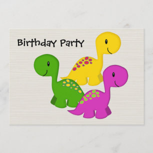 Baby Dino Triplets Invitation