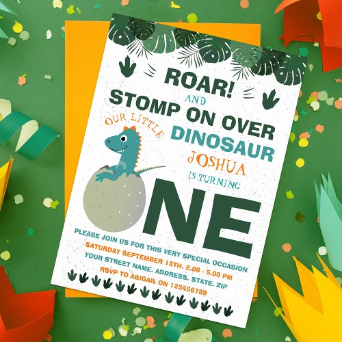 Baby Dinosaur 1st Birthday Party Invitation